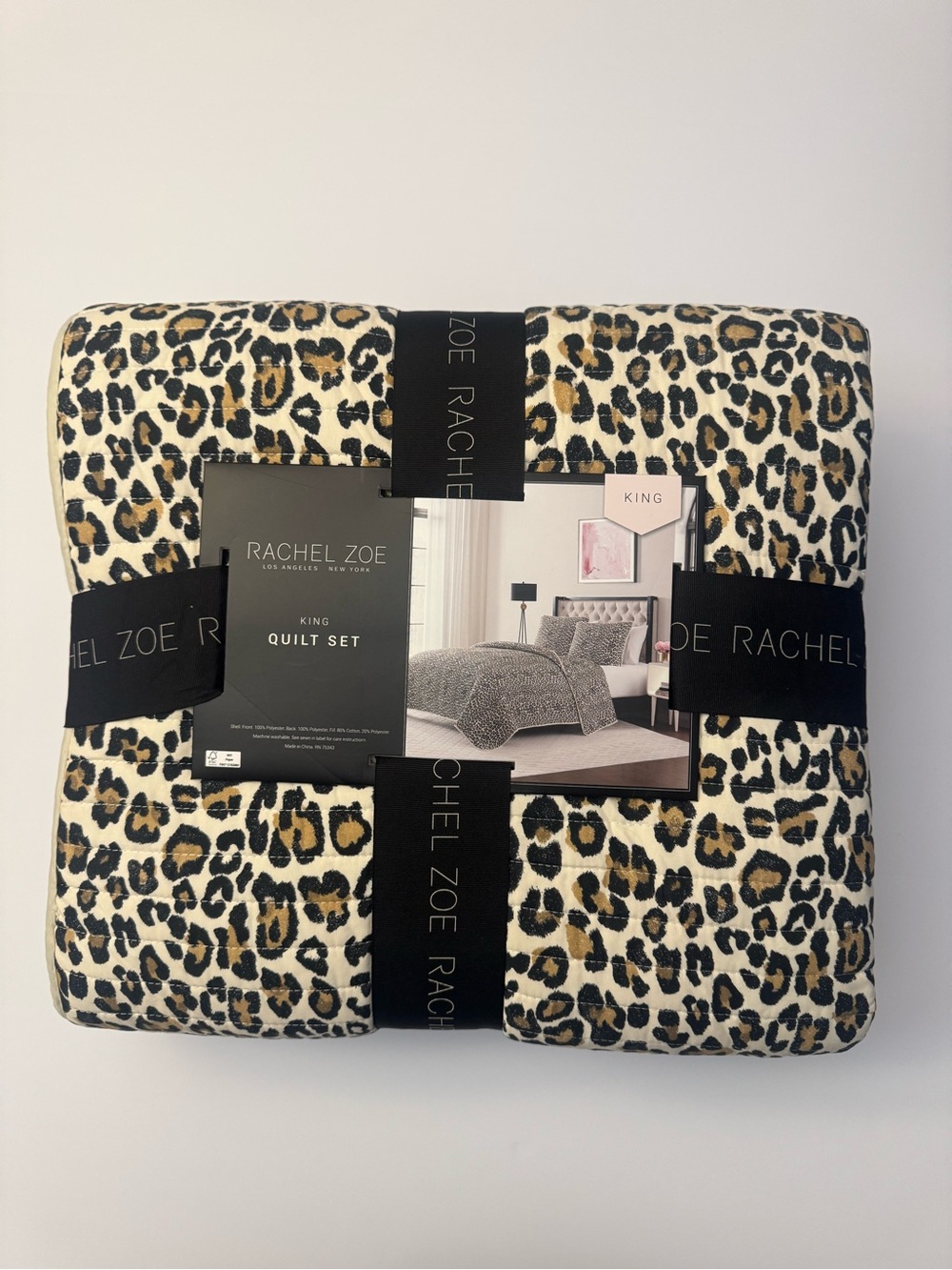 3pc RACHEL ZOE King Cheetah Leopard Animal Print Quilt Set - 106"x92"